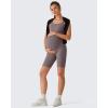 imageG4Free BareFeel Built in Bra Maternity Romper Cut Out Back Pregnancy Jumpsuit with Pockets Workout CasualTaupe
