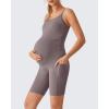 imageG4Free BareFeel Built in Bra Maternity Romper Cut Out Back Pregnancy Jumpsuit with Pockets Workout CasualTaupe