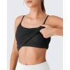 imageG4Free BareFeel Womens Built in Bra Camisole Tank Tops Removable Padded Spaghetti Strap Square Neck Casual Yoga Pilates TopBlack