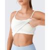 imageG4Free BareFeel Womens Built in Bra Camisole Tank Tops Removable Padded Spaghetti Strap Square Neck Casual Yoga Pilates TopPure White