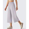 imageG4Free Chillwhisp Flowy Capri Pants for Women Lightweight Wide Leg Palazzo Cropped Pants Elastic Waist Yoga CaprisChime Gray