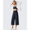 imageG4Free Chillwhisp Flowy Capri Pants for Women Lightweight Wide Leg Palazzo Cropped Pants Elastic Waist Yoga CaprisDark Navy