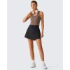 imageG4Free Drawstring Golf Skirts for Women  15 Athletic Curved Hem Tennis Skort Casual Skorts Inner Shorts with Ball PocketBlack