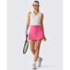 imageG4Free Drawstring Golf Skirts for Women  15 Athletic Curved Hem Tennis Skort Casual Skorts Inner Shorts with Ball PocketRosy Pink