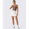 imageG4Free Drawstring Golf Skirts for Women  15 Athletic Curved Hem Tennis Skort Casual Skorts Inner Shorts with Ball PocketWhite