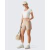 imageG4Free EverGoing Athletic Shorts for Women  5 High Waisted Wide Leg Casual Shorts with PocketsLight Khaki