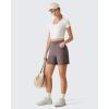 imageG4Free EverGoing Athletic Shorts for Women  5 High Waisted Wide Leg Casual Shorts with PocketsTaupe