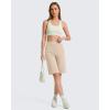 imageG4Free EverGoing Bermuda Shorts for Women 10  High Waisted Knee Length Athletic Casual Shorts with PocketsLight Khaki