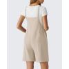 imageG4Free EverGoing Maternity Overalls with Pockets Adjustable Straps Pregnancy Wide Leg Jumpsuit Shorts Casual WorkLight Khaki