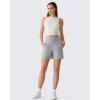 imageG4Free EverGoing Womens Athletic Shorts 6  High Waisted Wide Leg Dressy Casual Shorts with PocketsLight Gray