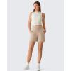 imageG4Free EverGoing Womens Athletic Shorts 6  High Waisted Wide Leg Dressy Casual Shorts with PocketsLight Khaki