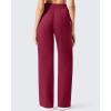 imageG4Free Flurrylux Cotton Fleece Lined Sweatpants Women Elastic Waist Wide Leg Lounge Pants Warm WinterRumba Red