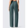 imageG4Free Flurrylux Cotton Fleece Lined Sweatpants Women Elastic Waist Wide Leg Lounge Pants Warm WinterSage Green