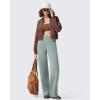 imageG4Free Flurrylux Cotton Fleece Lined Sweatpants Women Elastic Waist Wide Leg Lounge Pants Warm WinterSmoky Green