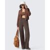 imageG4Free Flurrylux Cotton Fleece Lined Sweatpants Women Elastic Waist Wide Leg Lounge Pants Warm WinterTerracotta Brown