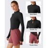 imageG4Free Lightbreeze Womens UPF 50 Sun Shirts Long Sleeve Crop Workout Tops Thumbholes Mock Neck Quater Zip Tees RunningBlack