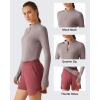 imageG4Free Lightbreeze Womens UPF 50 Sun Shirts Long Sleeve Crop Workout Tops Thumbholes Mock Neck Quater Zip Tees RunningGray Lilac
