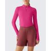 imageG4Free Lightbreeze Womens UPF 50 Sun Shirts Long Sleeve Crop Workout Tops Thumbholes Mock Neck Quater Zip Tees RunningHot Pink