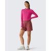 imageG4Free Lightbreeze Womens UPF 50 Sun Shirts Long Sleeve Crop Workout Tops Thumbholes Mock Neck Quater Zip Tees RunningHot Pink