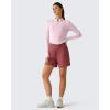imageG4Free Lightbreeze Womens UPF 50 Sun Shirts Long Sleeve Crop Workout Tops Thumbholes Mock Neck Quater Zip Tees RunningLight Pink