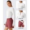 imageG4Free Lightbreeze Womens UPF 50 Sun Shirts Long Sleeve Crop Workout Tops Thumbholes Mock Neck Quater Zip Tees RunningPure White