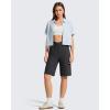 imageG4Free Ribbed Bermuda Shorts for Women 10 High Waisted Crossover Shorts with Pockets for Workout Casual SummerBlack