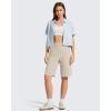 imageG4Free Ribbed Bermuda Shorts for Women 10 High Waisted Crossover Shorts with Pockets for Workout Casual SummerLight Khaki