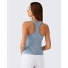 imageG4Free Ribbed Removable Built in Bra Workout Tank Tops Woman Racerback Square Neck Yoga Top Lightweight Athletic TanksBlue Willow