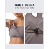 imageG4Free Ribbed Removable Built in Bra Workout Tank Tops Woman Racerback Square Neck Yoga Top Lightweight Athletic TanksTaupe