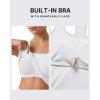 imageG4Free Ribbed Removable Built in Bra Workout Tank Tops Woman Racerback Square Neck Yoga Top Lightweight Athletic TanksWhite