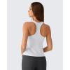 imageG4Free Ribbed Removable Built in Bra Workout Tank Tops Woman Racerback Square Neck Yoga Top Lightweight Athletic TanksWhite