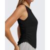 imageG4Free Ruched Side Workout Tank Tops Woman High Neck Waist Length Gym Tanks Soft Relaxed Fit for TrainingBlack