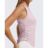 imageG4Free Ruched Side Workout Tank Tops Woman High Neck Waist Length Gym Tanks Soft Relaxed Fit for TrainingLight Pink