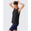 imageG4Free Side Slits Womens Workout Tank Tops Soft Loose Fit High Neck Athletic Tanks Stretch Sleeveless Gym Running TopBlack