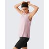 imageG4Free Side Slits Womens Workout Tank Tops Soft Loose Fit High Neck Athletic Tanks Stretch Sleeveless Gym Running TopLight Pink