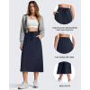 imageG4Free Smoofit ALine Midi Skirts for Women Modal Soft Drawstring Maxi Skirt Long Casual Fall with 2 PocketsDark Navy