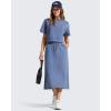 imageG4Free Smoofit ALine Midi Skirts for Women Modal Soft Drawstring Maxi Skirt Long Casual Fall with 2 PocketsDenim Blue