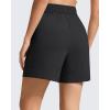 imageG4Free Strowen Workout Shorts for Women 4 Elastic Waist Wide Leg A Line Shorts with Pockets Casual AthleticBlack