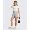 imageG4Free Strowen Workout Shorts for Women 4 Elastic Waist Wide Leg A Line Shorts with Pockets Casual AthleticChime Gray