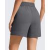 imageG4Free Strowen Workout Shorts for Women 4 Elastic Waist Wide Leg A Line Shorts with Pockets Casual AthleticDark Gray