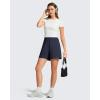 imageG4Free Strowen Workout Shorts for Women 4 Elastic Waist Wide Leg A Line Shorts with Pockets Casual AthleticDark Navy