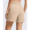 imageG4Free Strowen Workout Shorts for Women 4 Elastic Waist Wide Leg A Line Shorts with Pockets Casual AthleticLight Khaki