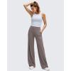 imageG4Free Wide Leg Pants Woman Elastic Waistband Comfortable Yoga Pants Lightweight Casual Work Trousers with Pockets TaupeMPetite