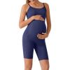 imageG4Free BareFeel Built in Bra Maternity Romper Cut Out Back Pregnancy Jumpsuit with Pockets Workout CasualRoyal Blue