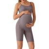 imageG4Free BareFeel Built in Bra Maternity Romper Cut Out Back Pregnancy Jumpsuit with Pockets Workout CasualTaupe