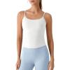 imageG4Free BareFeel Womens Built in Bra Camisole Tank Tops Removable Padded Spaghetti Strap Square Neck Casual Yoga Pilates TopPure White
