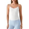 imageG4Free BareFeel Womens Camisole with Built in Bra Removable Padded Yoga Pilates Tank Tops Spaghetti Straps V Neck CamisolesPure White