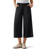 imageG4Free Chillwhisp Flowy Capri Pants for Women Lightweight Wide Leg Palazzo Cropped Pants Elastic Waist Yoga CaprisBlack