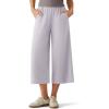 imageG4Free Chillwhisp Flowy Capri Pants for Women Lightweight Wide Leg Palazzo Cropped Pants Elastic Waist Yoga CaprisChime Gray