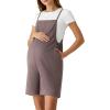 imageG4Free EverGoing Maternity Overalls with Pockets Adjustable Straps Pregnancy Wide Leg Jumpsuit Shorts Casual WorkTaupe